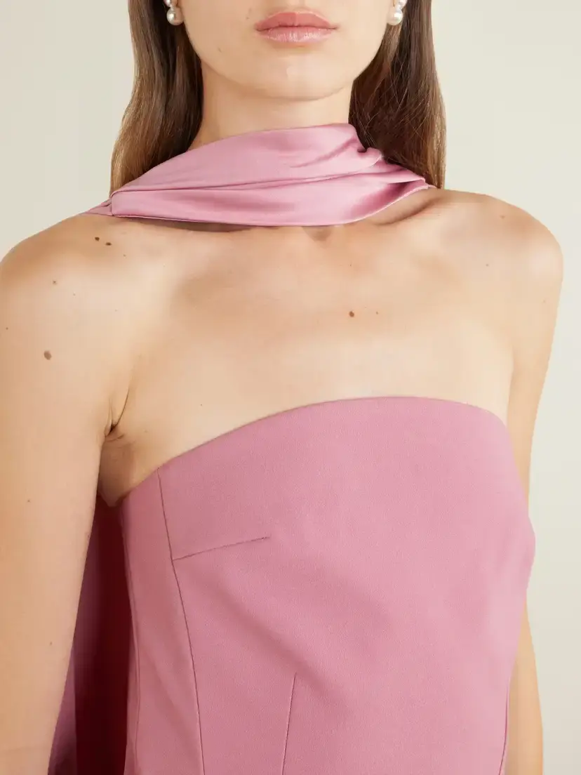 Solace London Mae Scarf-detailed Satin-trimmed Crepe Gown | Thumbnail 5