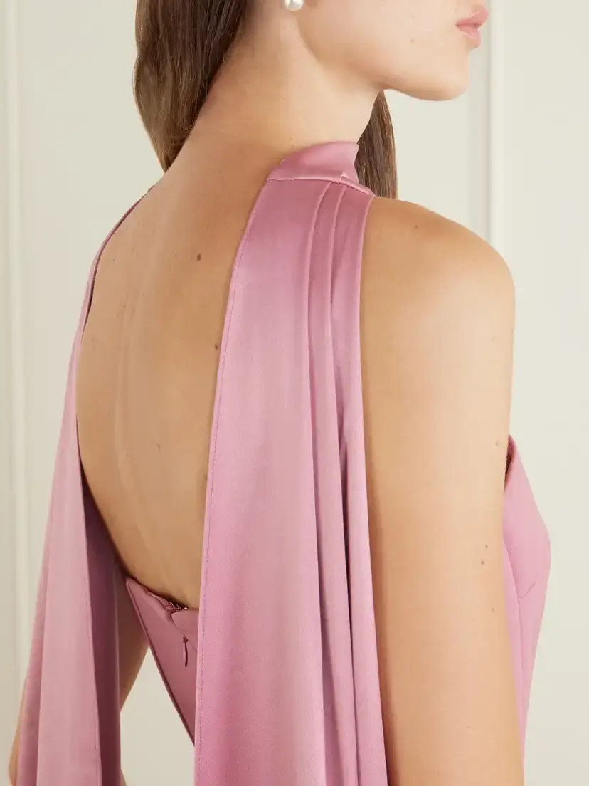Solace London Mae Scarf-detailed Satin-trimmed Crepe Gown | Thumbnail 6