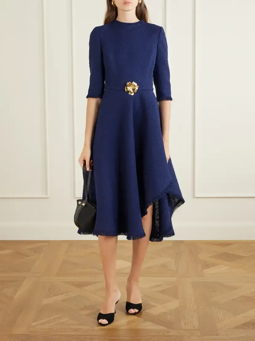 Oscar de la Renta Embellished Tweed Midi Dress | Thumbnail 2 Oscar de la Renta Embellished Tweed Midi Dress | Thumbnail 2