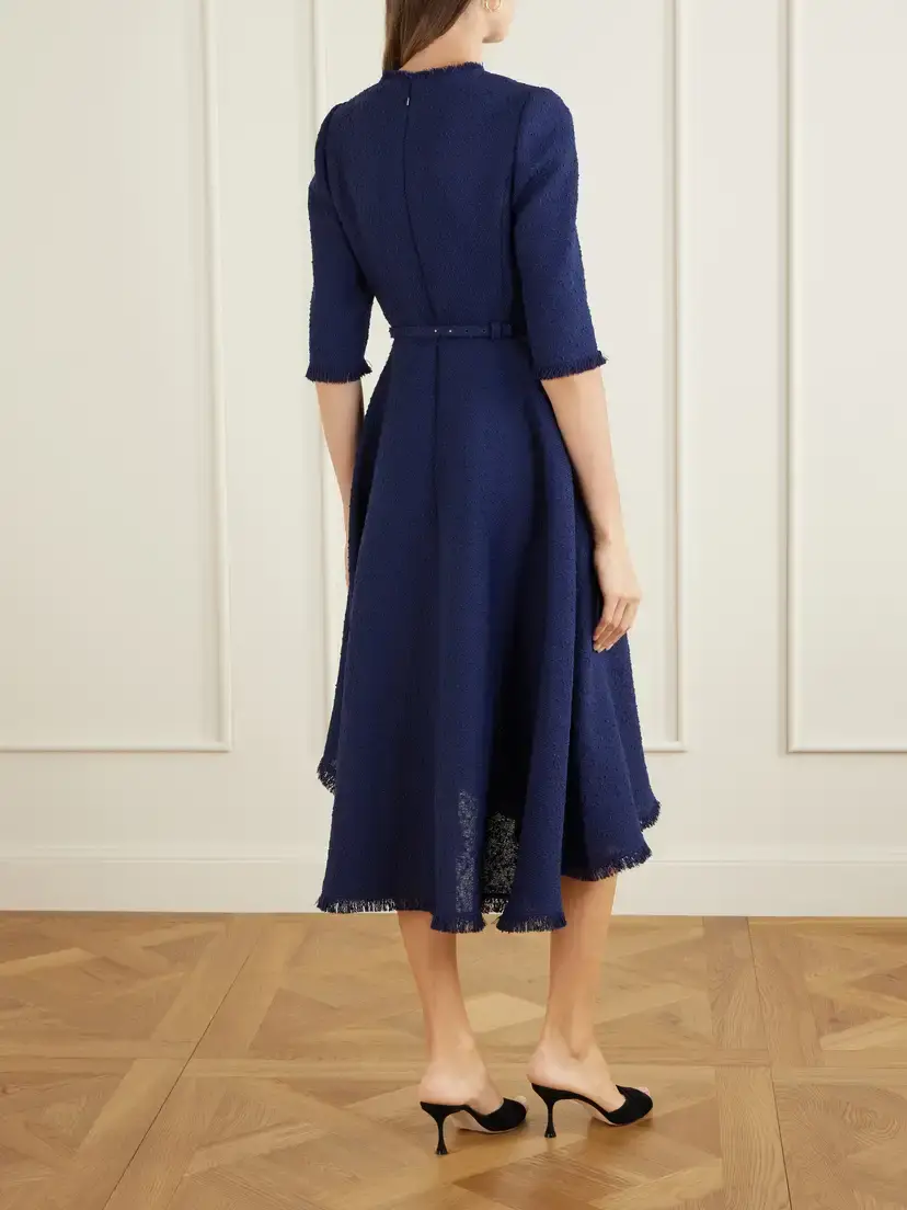 Oscar de la Renta Embellished Tweed Midi Dress | Thumbnail 3 Oscar de la Renta Embellished Tweed Midi Dress | Thumbnail 3