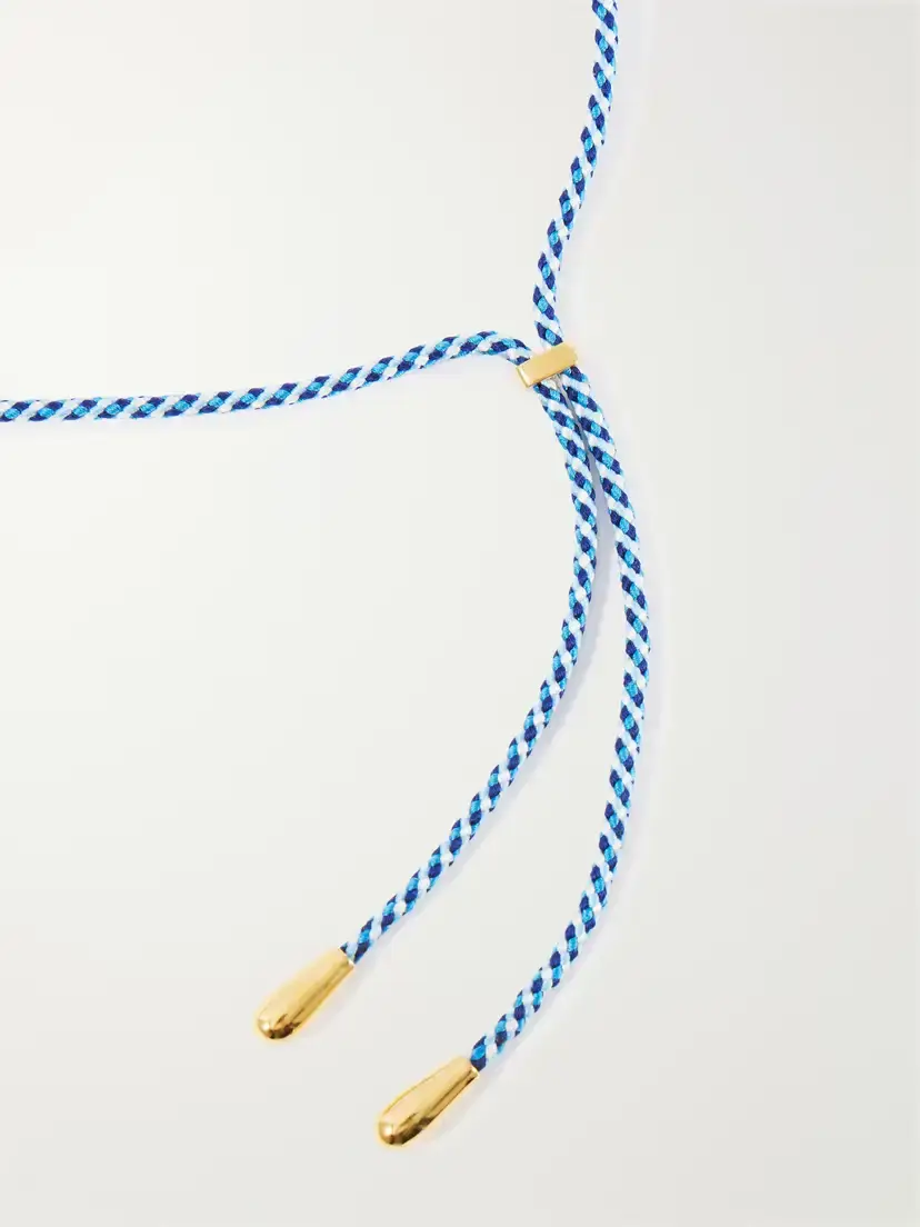 Lizzie Fortunato Kai Gold-plated Resin, Turquoise And Chord Necklace - Blue | Thumbnail 3 Lizzie Fortunato Kai Gold-plated Resin, Turquoise And Chord Necklace - Blue | Thumbnail 3