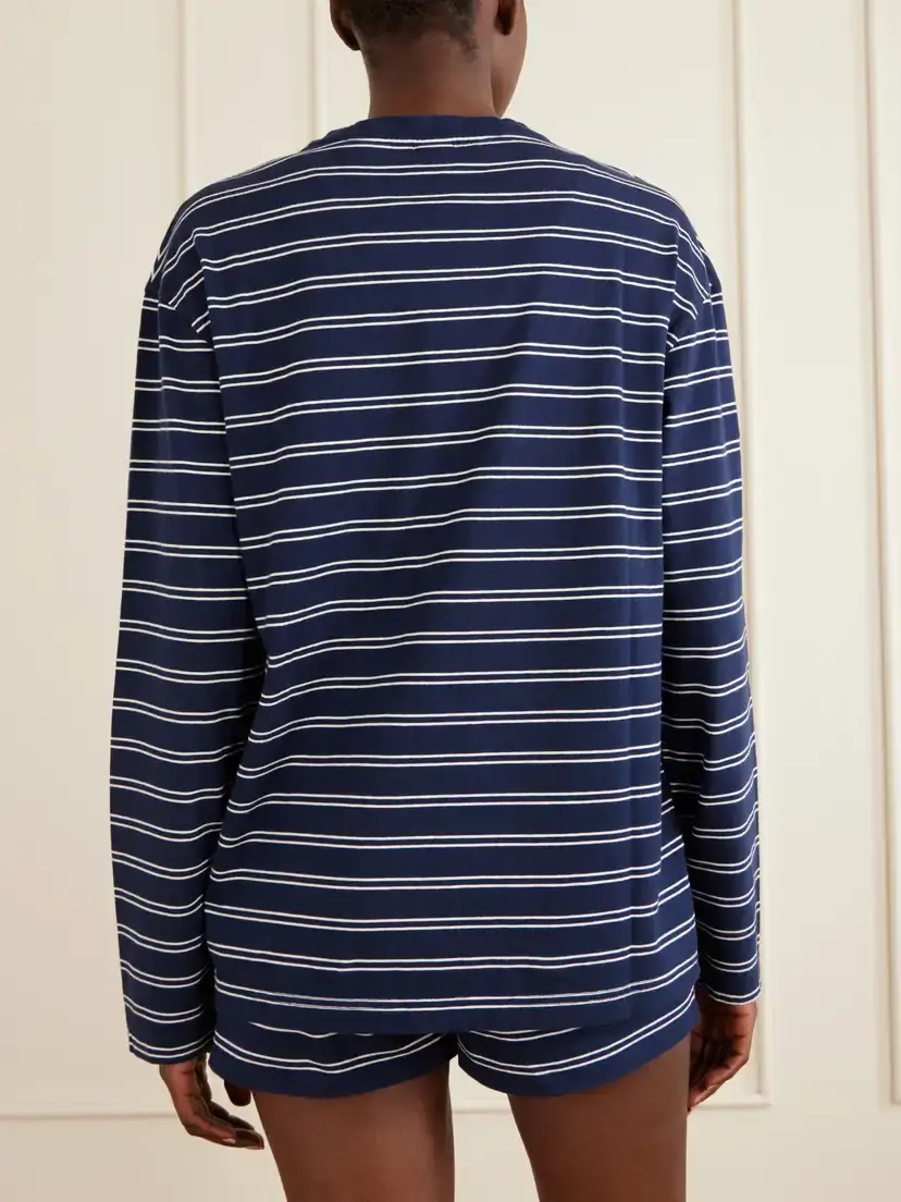 Sporty & Rich Logo-embroidered Striped Cotton-jersey Long-sleeve Top | Thumbnail 4 Sporty & Rich Logo-embroidered Striped Cotton-jersey Long-sleeve Top | Thumbnail 4