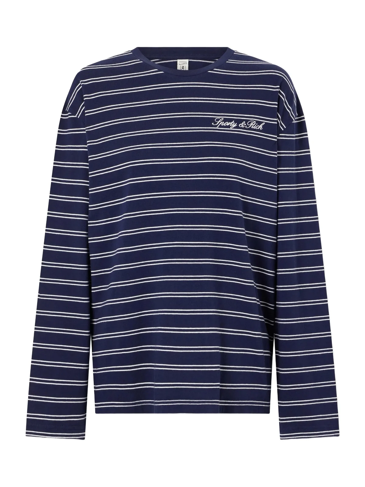 Sporty & Rich Logo-embroidered Striped Cotton-jersey Long-sleeve Top