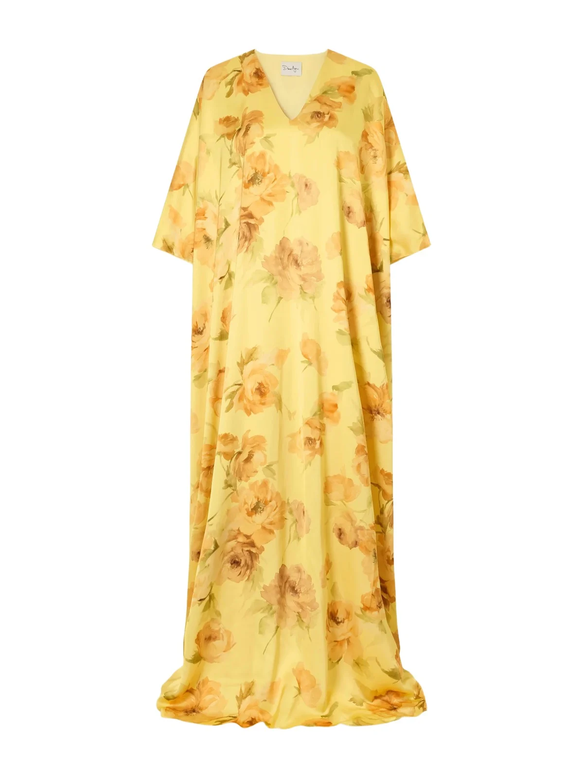 Dima Ayad Floral-print Satin Gown