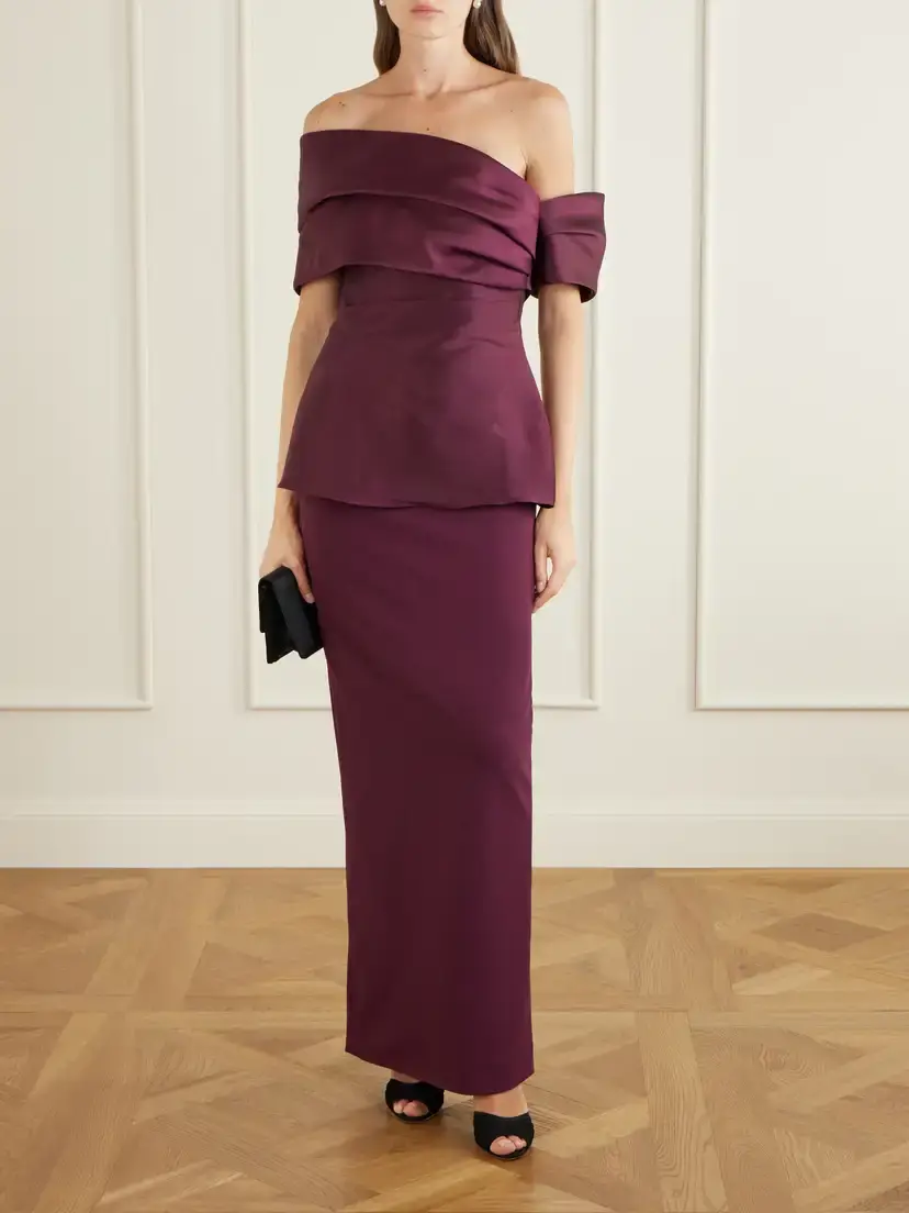 Solace London Lucine Off-the-shoulder Satin-twill Gown | Thumbnail 2 Solace London Lucine Off-the-shoulder Satin-twill Gown | Thumbnail 2