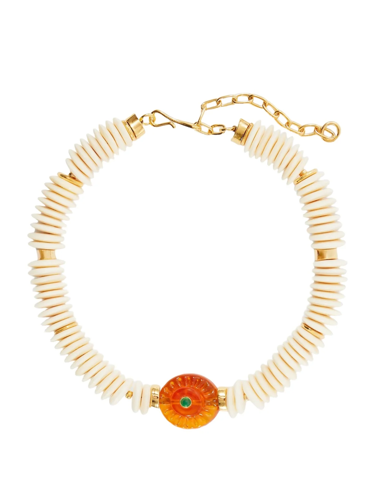Marisol Gold-plated Bone, Glass And Chrysoprase Beaded Necklace