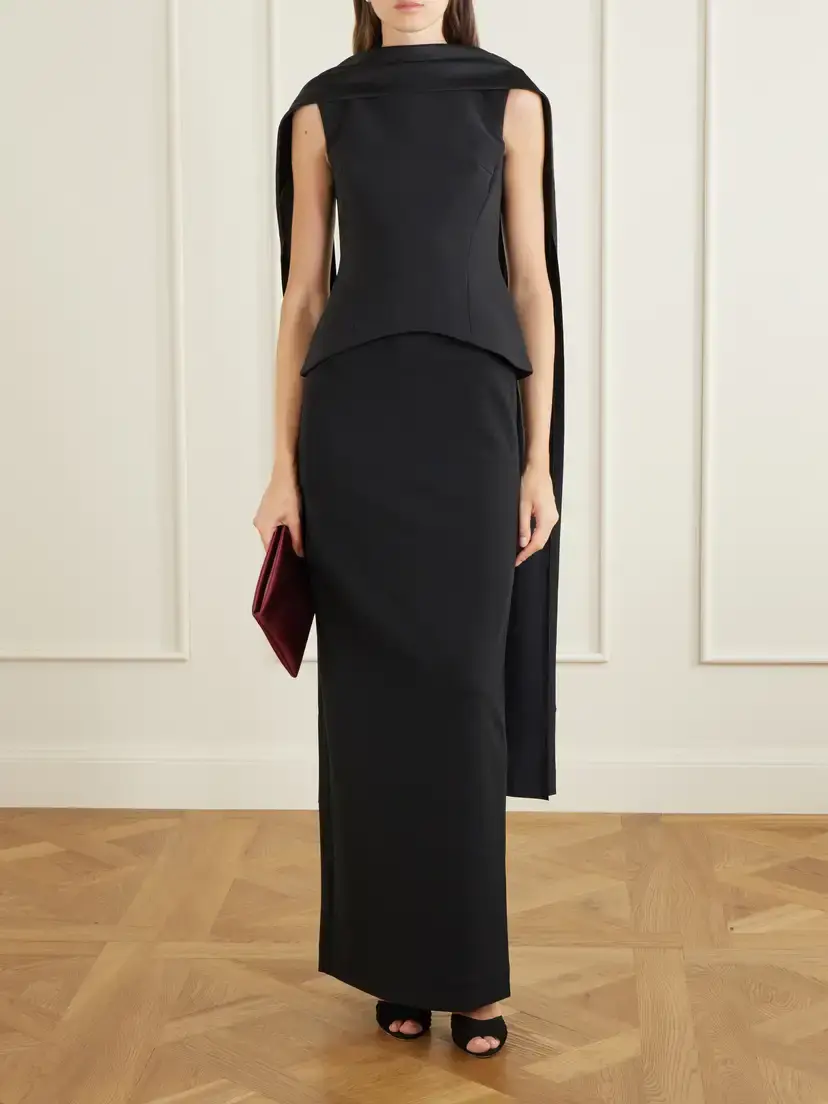 Solace London Annie Scarf-detailed Satin-trimmed Crepe Gown | Thumbnail 2