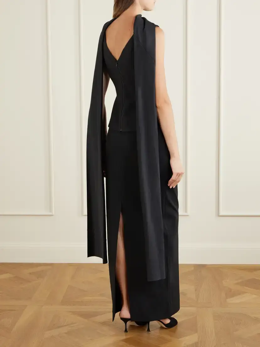 Solace London Annie Scarf-detailed Satin-trimmed Crepe Gown | Thumbnail 3