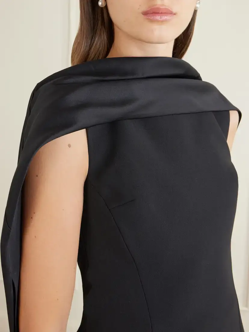 Solace London Annie Scarf-detailed Satin-trimmed Crepe Gown | Thumbnail 4