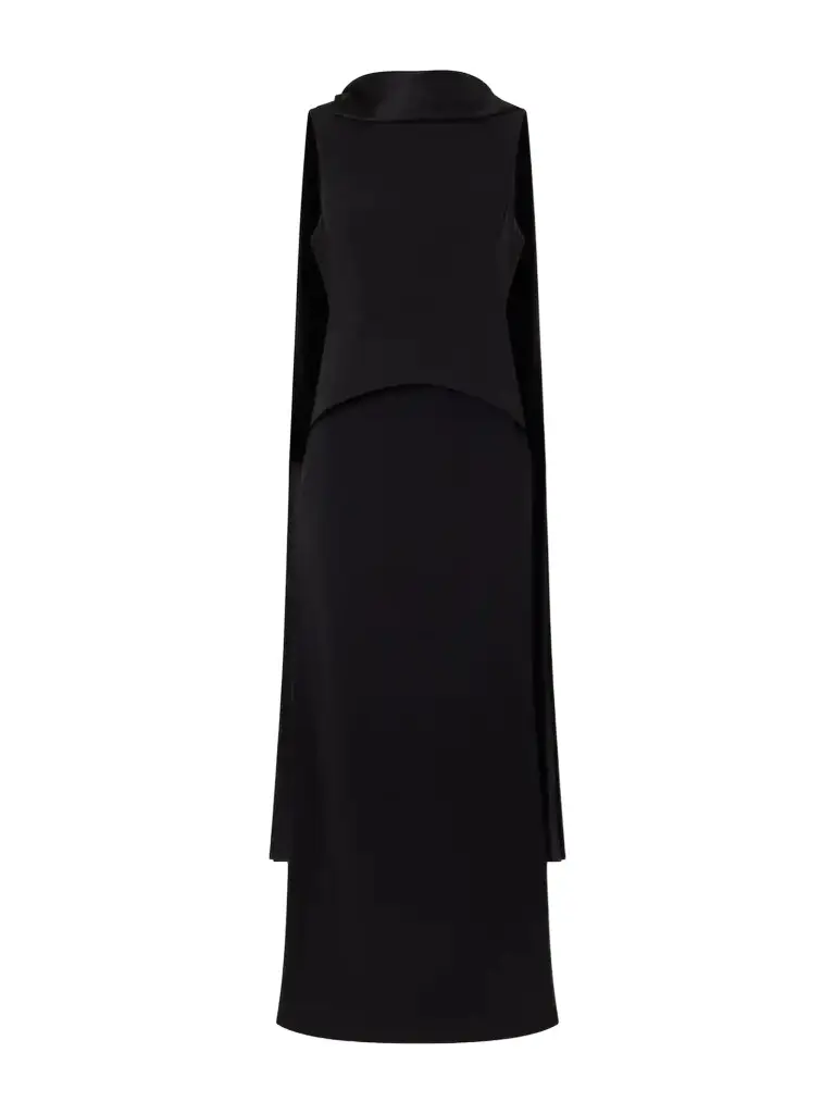 Solace London Annie Scarf-detailed Satin-trimmed Crepe Gown | Image 1 Solace London Annie Scarf-detailed Satin-trimmed Crepe Gown | Image 1