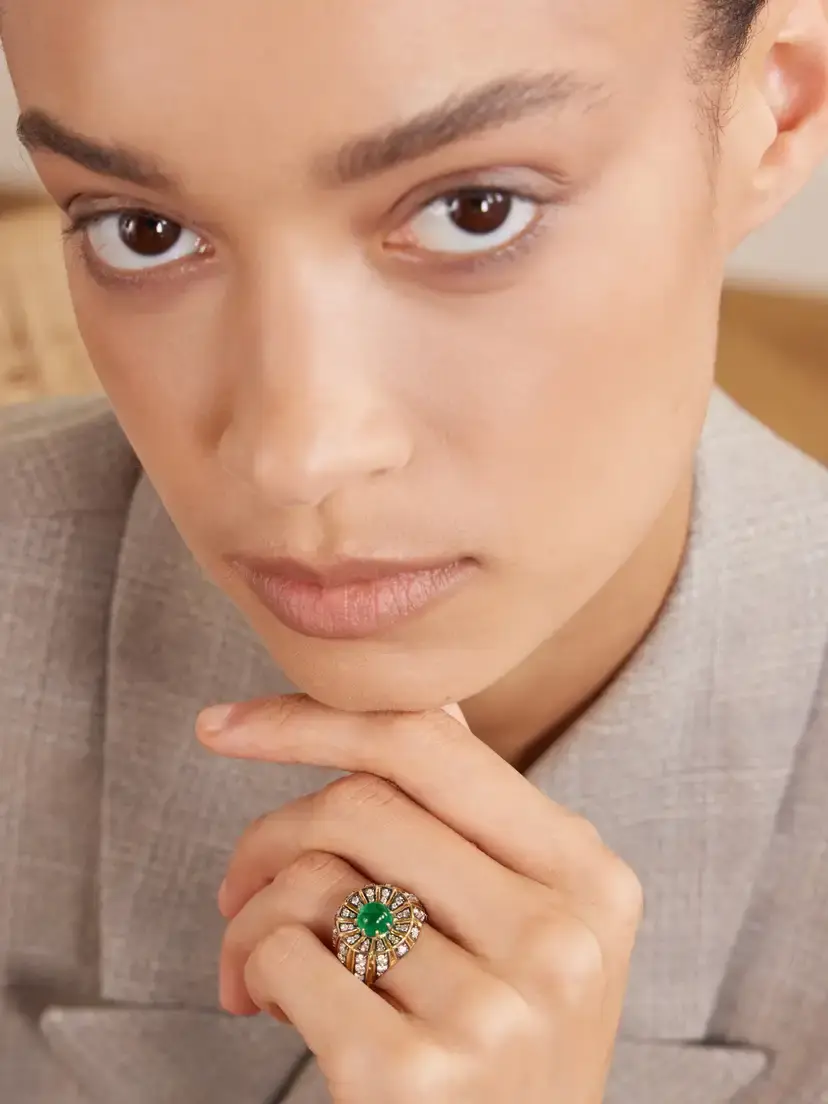 By Pariah Aurora 14-karat Recycled Gold, Diamond And Emerald Ring | Thumbnail 2 By Pariah Aurora 14-karat Recycled Gold, Diamond And Emerald Ring | Thumbnail 2