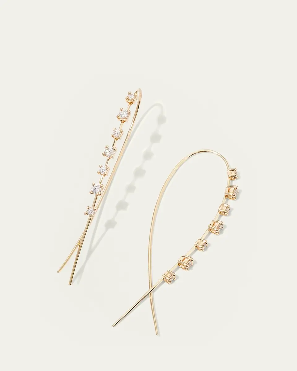 Lana 14K Gold Solo Mini Narrow Upside Down Hoop Earrings with Diamonds, 41mm | Thumbnail 3 Lana 14K Gold Solo Mini Narrow Upside Down Hoop Earrings with Diamonds, 41mm | Thumbnail 3