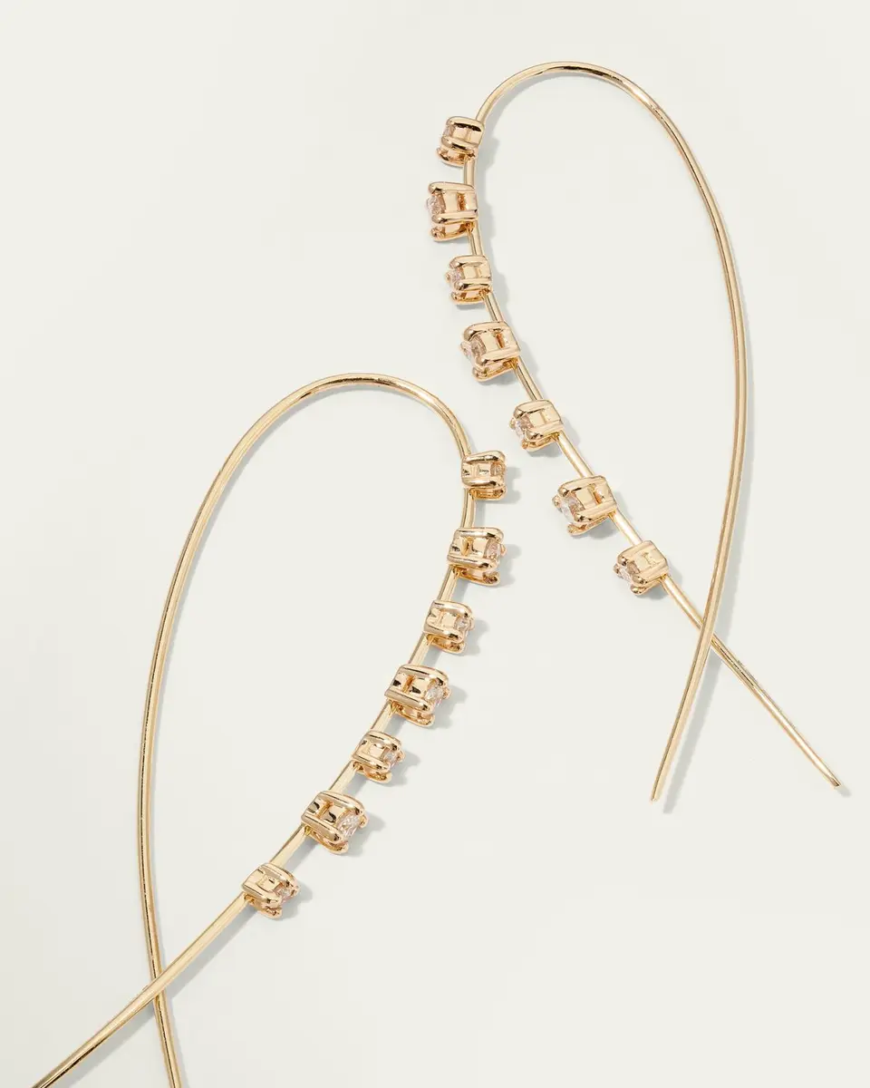 Lana 14K Gold Solo Mini Narrow Upside Down Hoop Earrings with Diamonds, 41mm | Thumbnail 4 Lana 14K Gold Solo Mini Narrow Upside Down Hoop Earrings with Diamonds, 41mm | Thumbnail 4