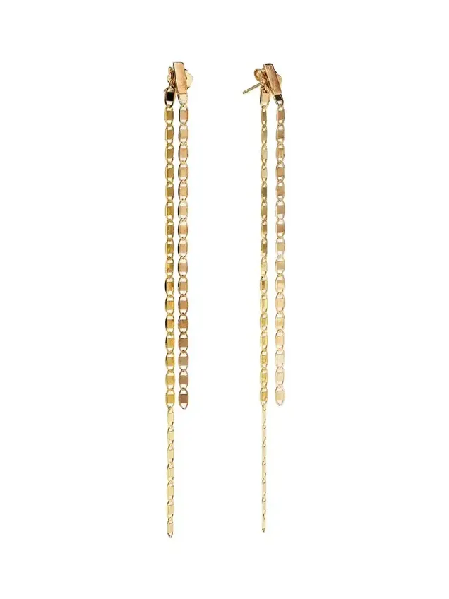 14K Gold Linear Malibu Dusters Front and Back Earrings 14K Gold Linear Malibu Dusters Front and Back Earrings