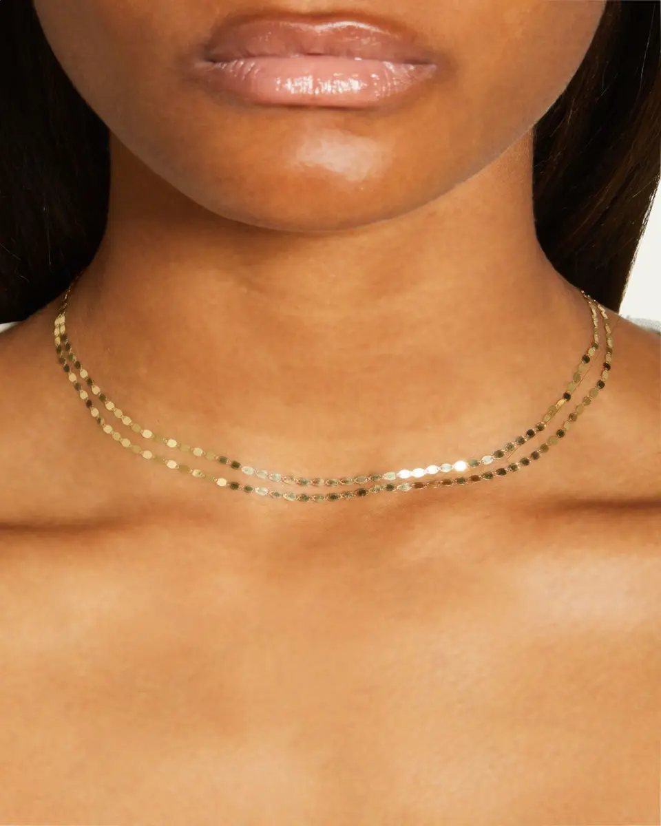 Lana 14K Gold Double Strand Petite Nude Choker | Thumbnail 2