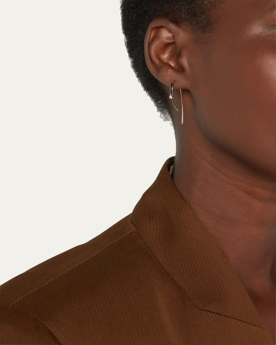 Lana 14K Gold Small Flat Forward Facing Hooked On Hoop Earrings with Diamonds | Thumbnail 2 Lana 14K Gold Small Flat Forward Facing Hooked On Hoop Earrings with Diamonds | Thumbnail 2
