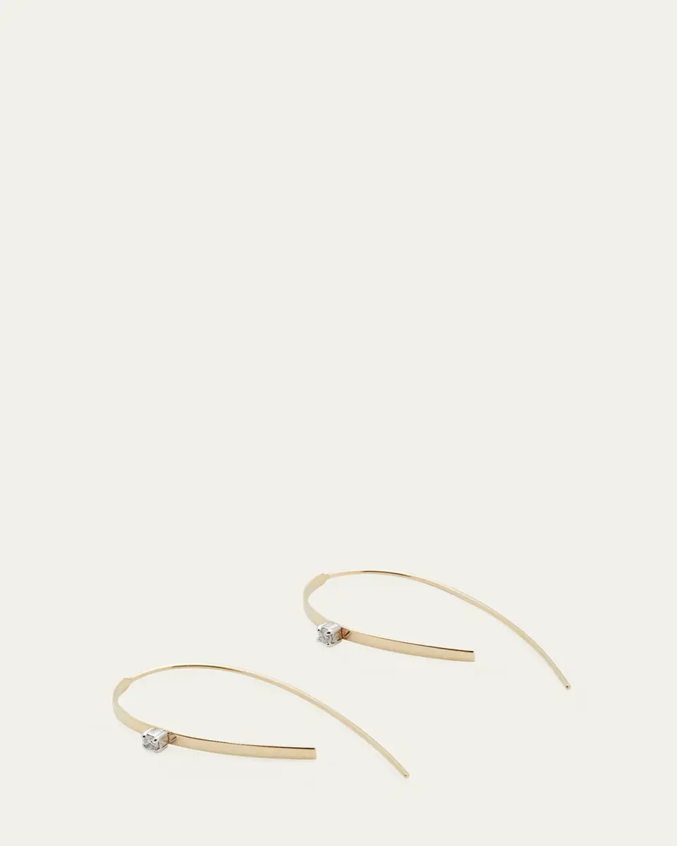 Lana 14K Gold Small Flat Forward Facing Hooked On Hoop Earrings with Diamonds | Thumbnail 3 Lana 14K Gold Small Flat Forward Facing Hooked On Hoop Earrings with Diamonds | Thumbnail 3