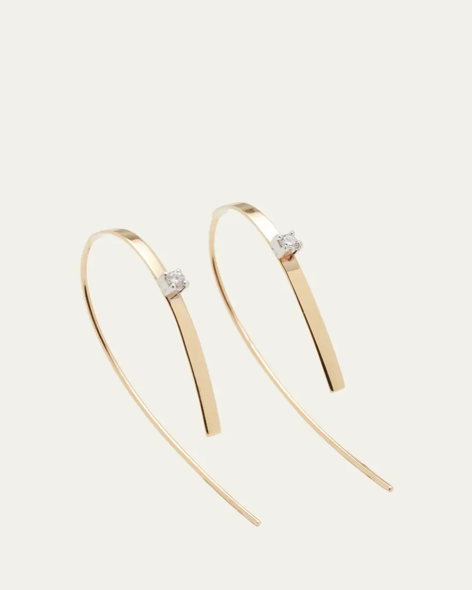 Lana 14K Gold Small Flat Forward Facing Hooked On Hoop Earrings with Diamonds | Thumbnail 4 Lana 14K Gold Small Flat Forward Facing Hooked On Hoop Earrings with Diamonds | Thumbnail 4