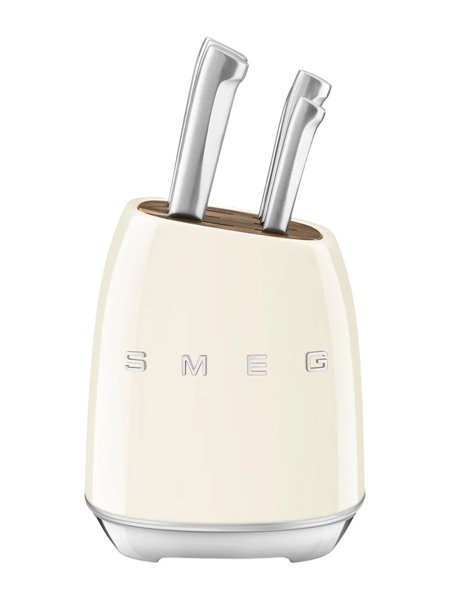 Smeg 7-Piece Knife Block Set, Pastel Blue