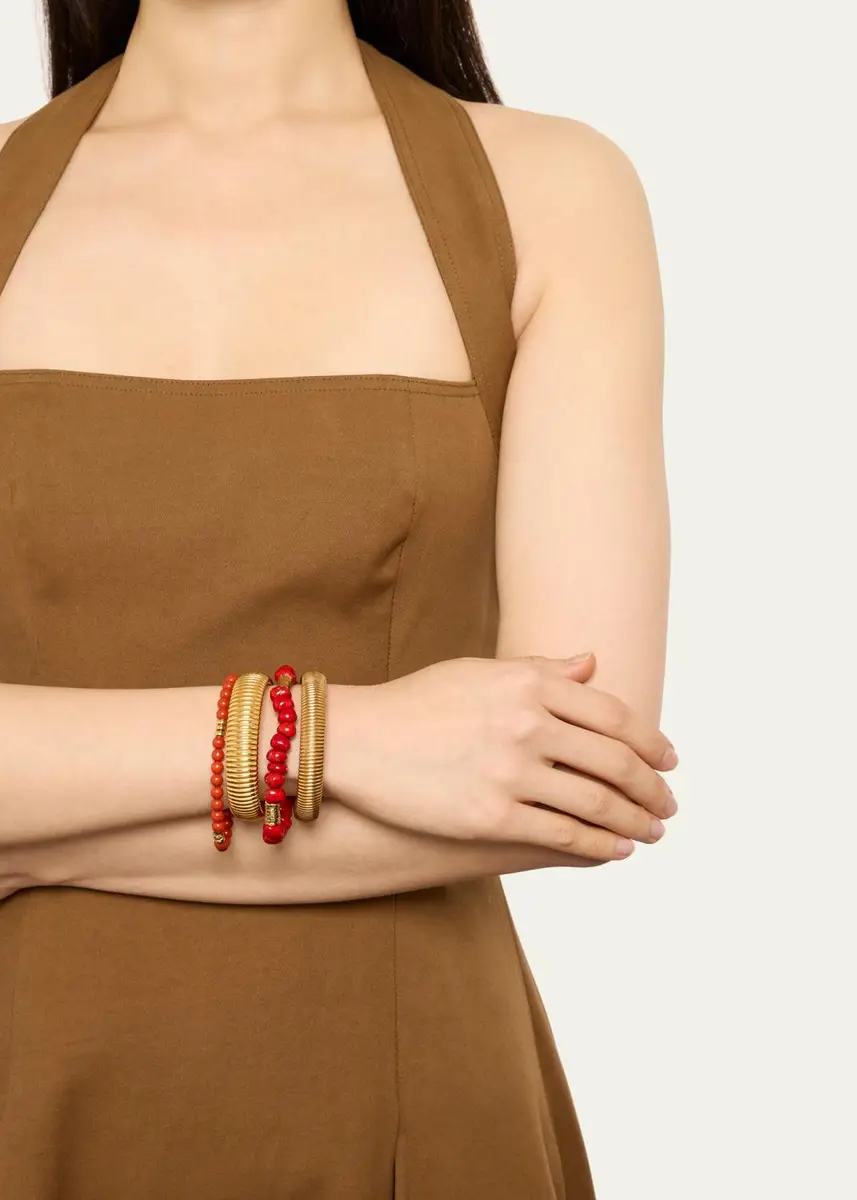 ben-amun Cobra Bracelets with Coral Mix, Set of 4 | Thumbnail 2 ben-amun Cobra Bracelets with Coral Mix, Set of 4 | Thumbnail 2