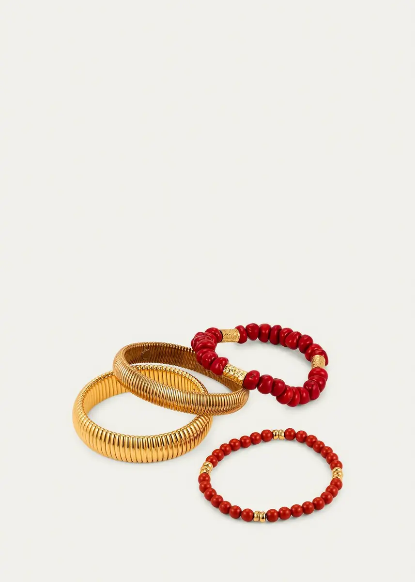 ben-amun Cobra Bracelets with Coral Mix, Set of 4 | Thumbnail 3 ben-amun Cobra Bracelets with Coral Mix, Set of 4 | Thumbnail 3