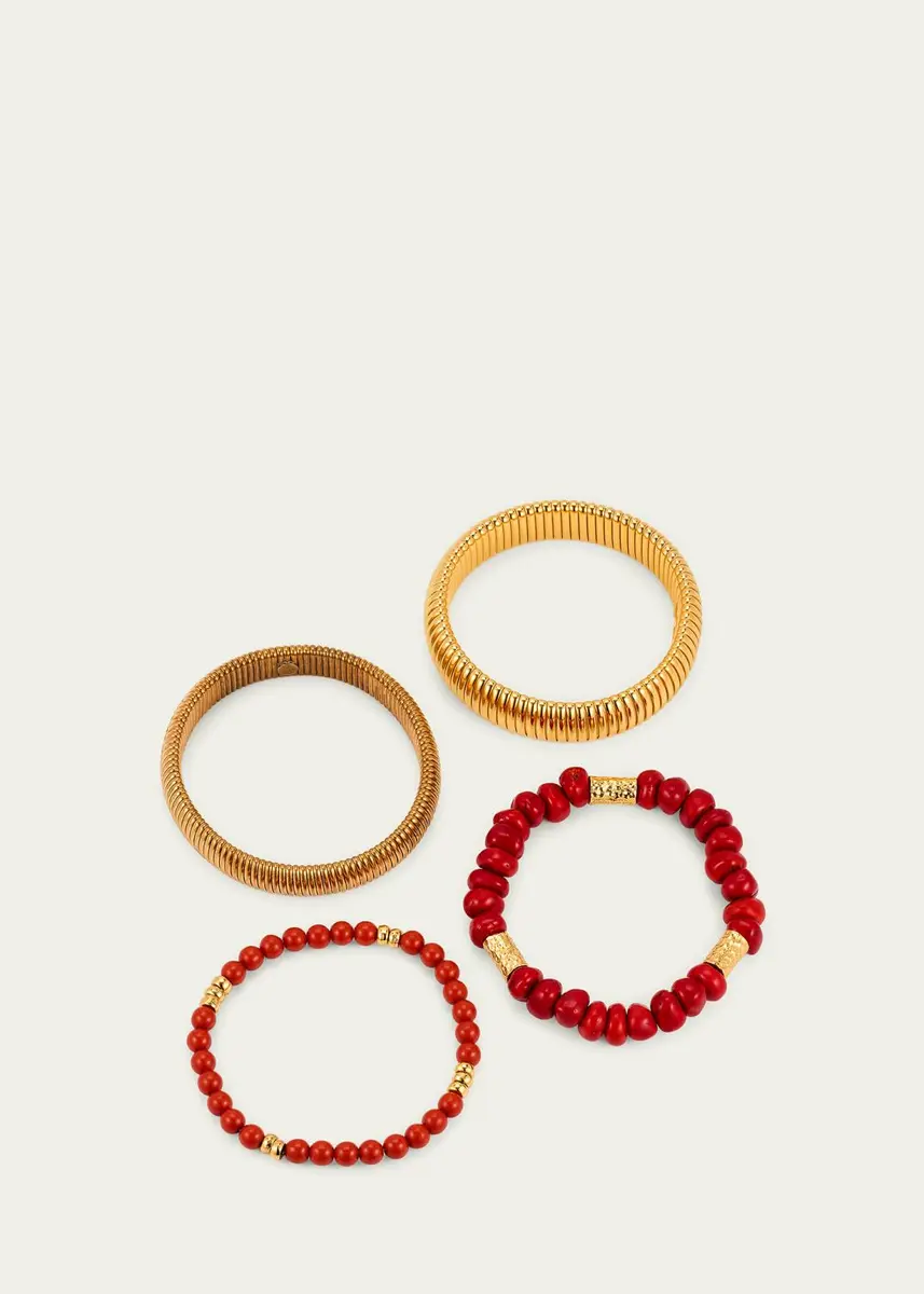 ben-amun Cobra Bracelets with Coral Mix, Set of 4 | Thumbnail 4 ben-amun Cobra Bracelets with Coral Mix, Set of 4 | Thumbnail 4