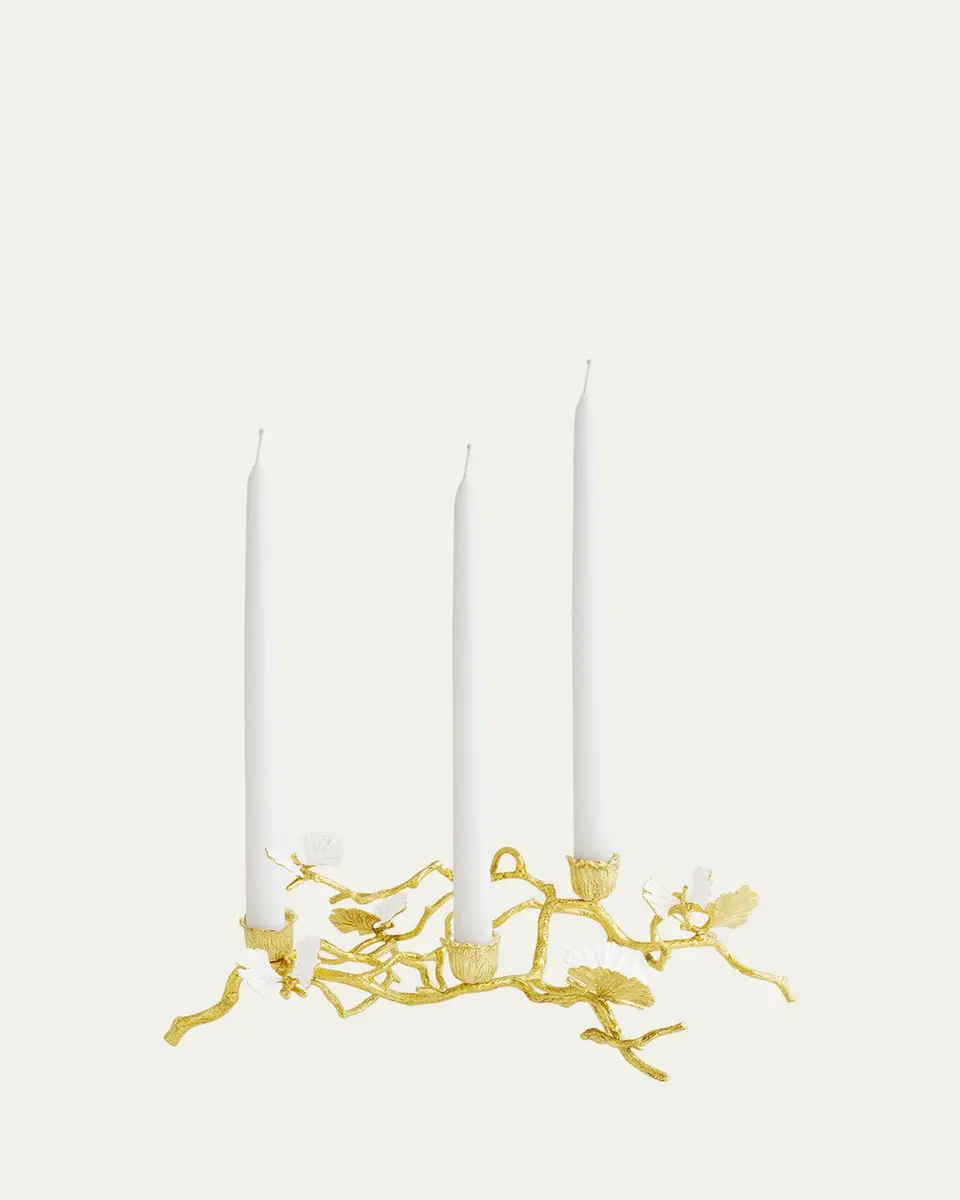 Michael Aram Butterfly Ginkgo White & Gold Low Candleholders | Thumbnail 4 Michael Aram Butterfly Ginkgo White & Gold Low Candleholders | Thumbnail 4