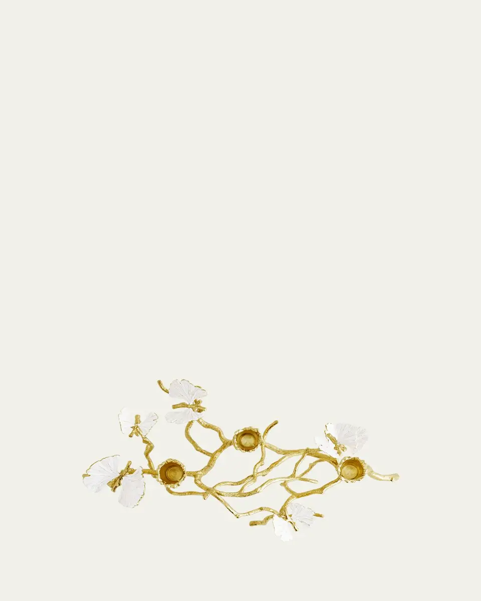 Michael Aram Butterfly Ginkgo White & Gold Low Candleholders | Thumbnail 5 Michael Aram Butterfly Ginkgo White & Gold Low Candleholders | Thumbnail 5