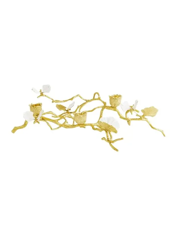 Michael Aram Butterfly Ginkgo White & Gold Low Candleholders
