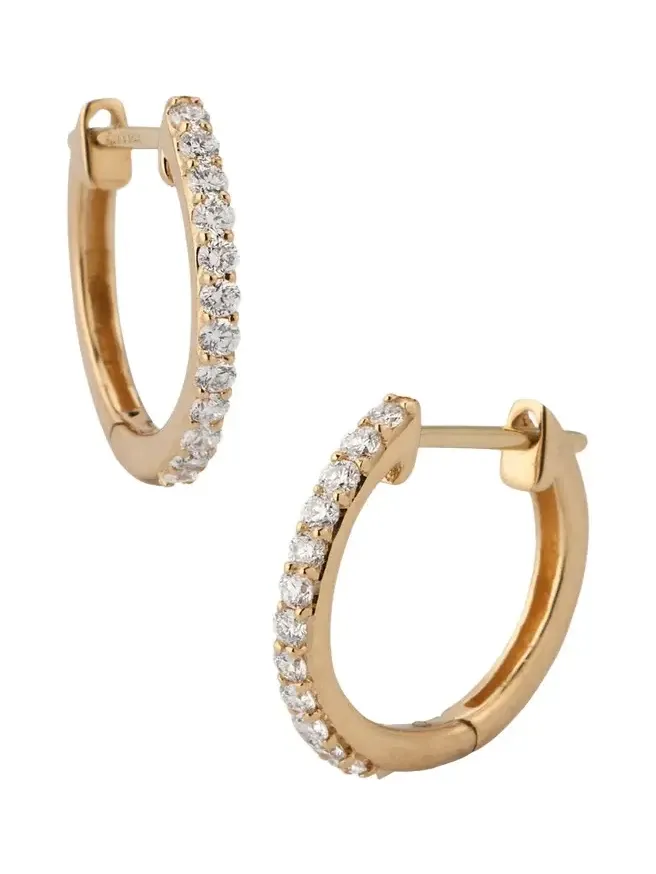 14K Yellow Gold Mini Flawless Diamond Huggie Earrings 14K Yellow Gold Mini Flawless Diamond Huggie Earrings