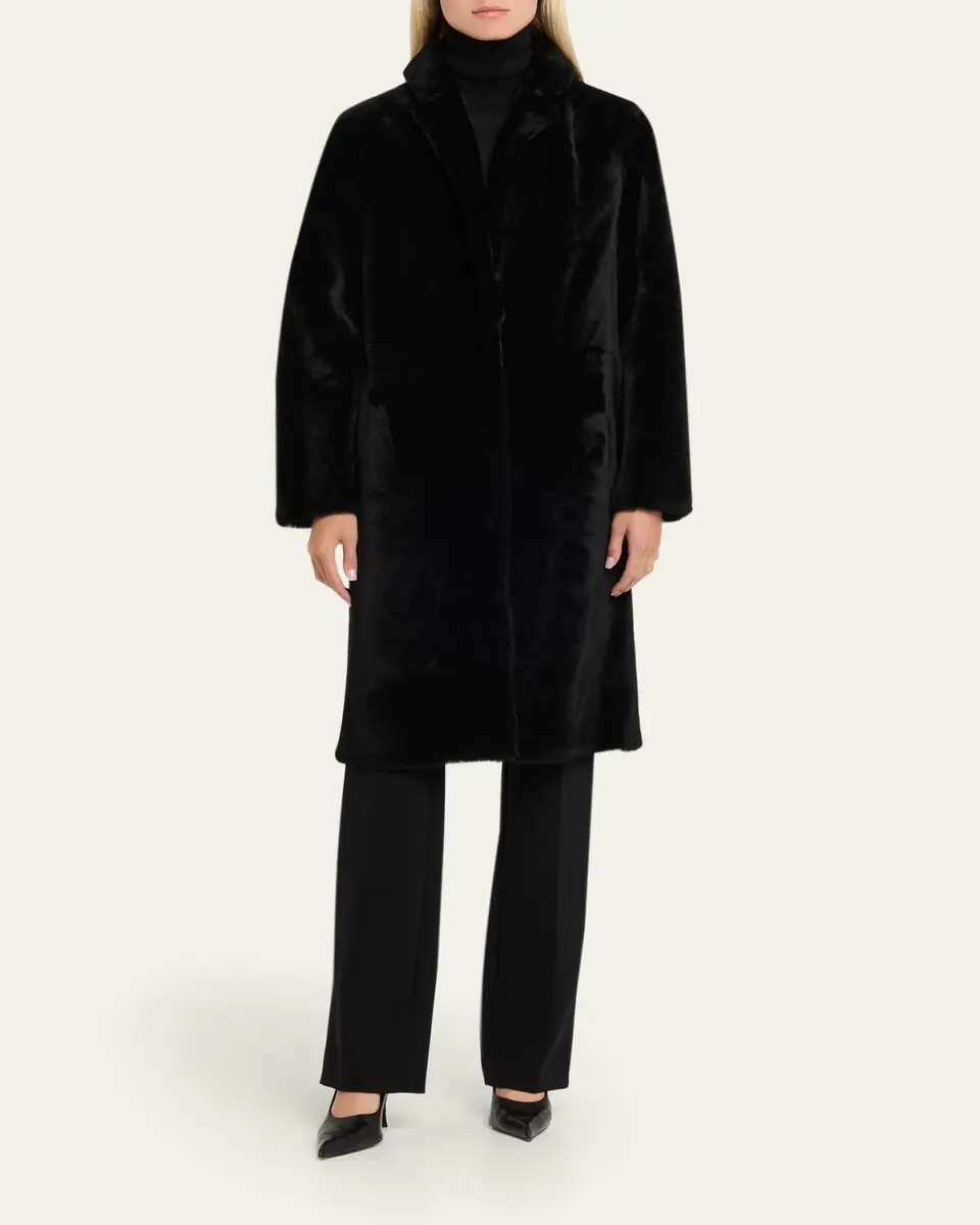 Yves Salomon Ironed Lamb Shearling Coat | Thumbnail 2 Yves Salomon Ironed Lamb Shearling Coat | Thumbnail 2