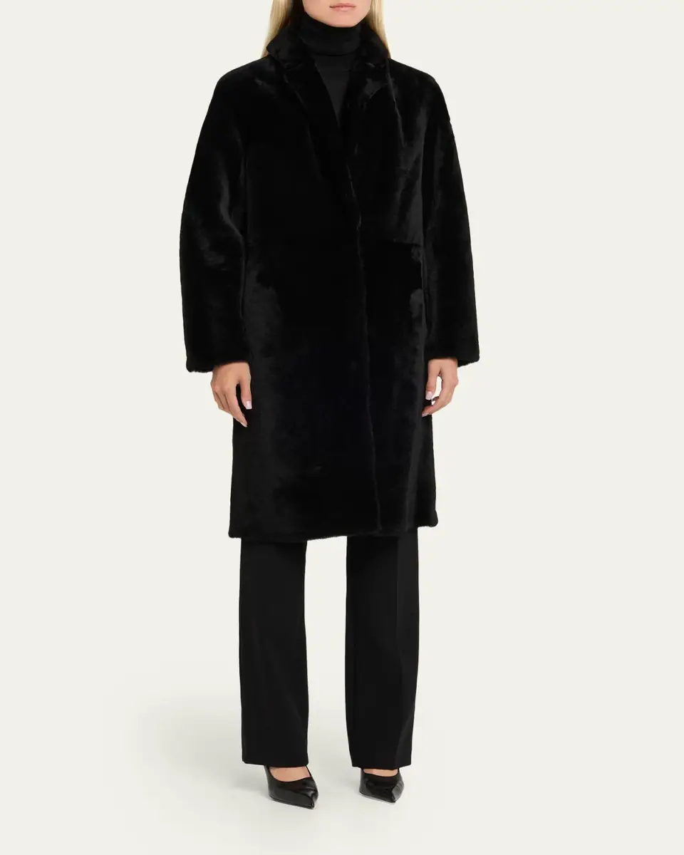 Yves Salomon Ironed Lamb Shearling Coat | Thumbnail 4 Yves Salomon Ironed Lamb Shearling Coat | Thumbnail 4
