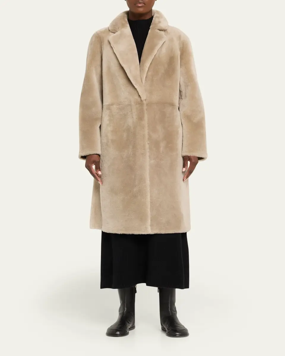 Yves Salomon Ironed Lamb Shearling Coat | Thumbnail 6 Yves Salomon Ironed Lamb Shearling Coat | Thumbnail 6