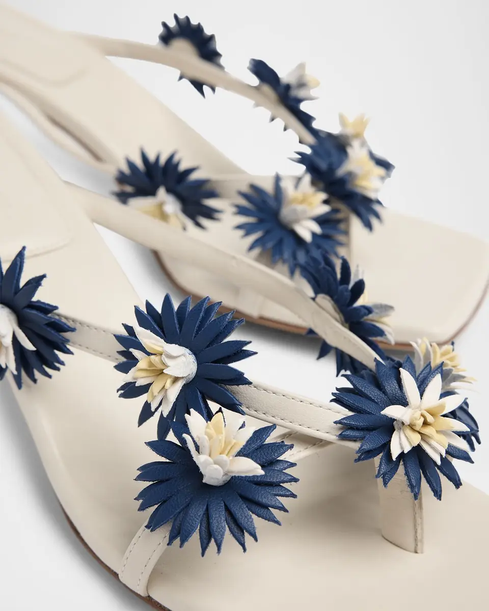 Bottega Veneta Riva Floral Leather Kitten-Heel Sandals | Thumbnail 5