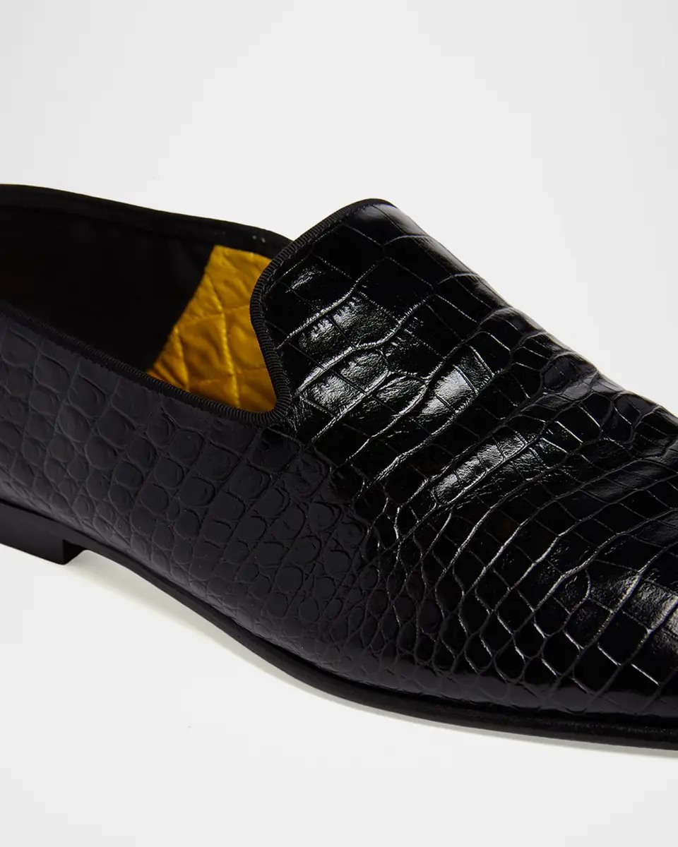 Tom Ford Men's Steven Croc-Effect Leather Slipper Loafers | Thumbnail 5 Tom Ford Men's Steven Croc-Effect Leather Slipper Loafers | Thumbnail 5