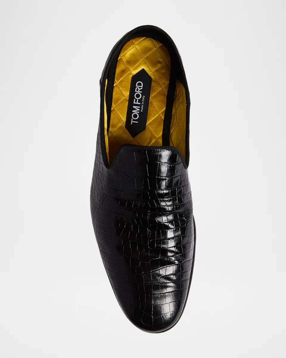 Tom Ford Men's Steven Croc-Effect Leather Slipper Loafers | Thumbnail 6 Tom Ford Men's Steven Croc-Effect Leather Slipper Loafers | Thumbnail 6
