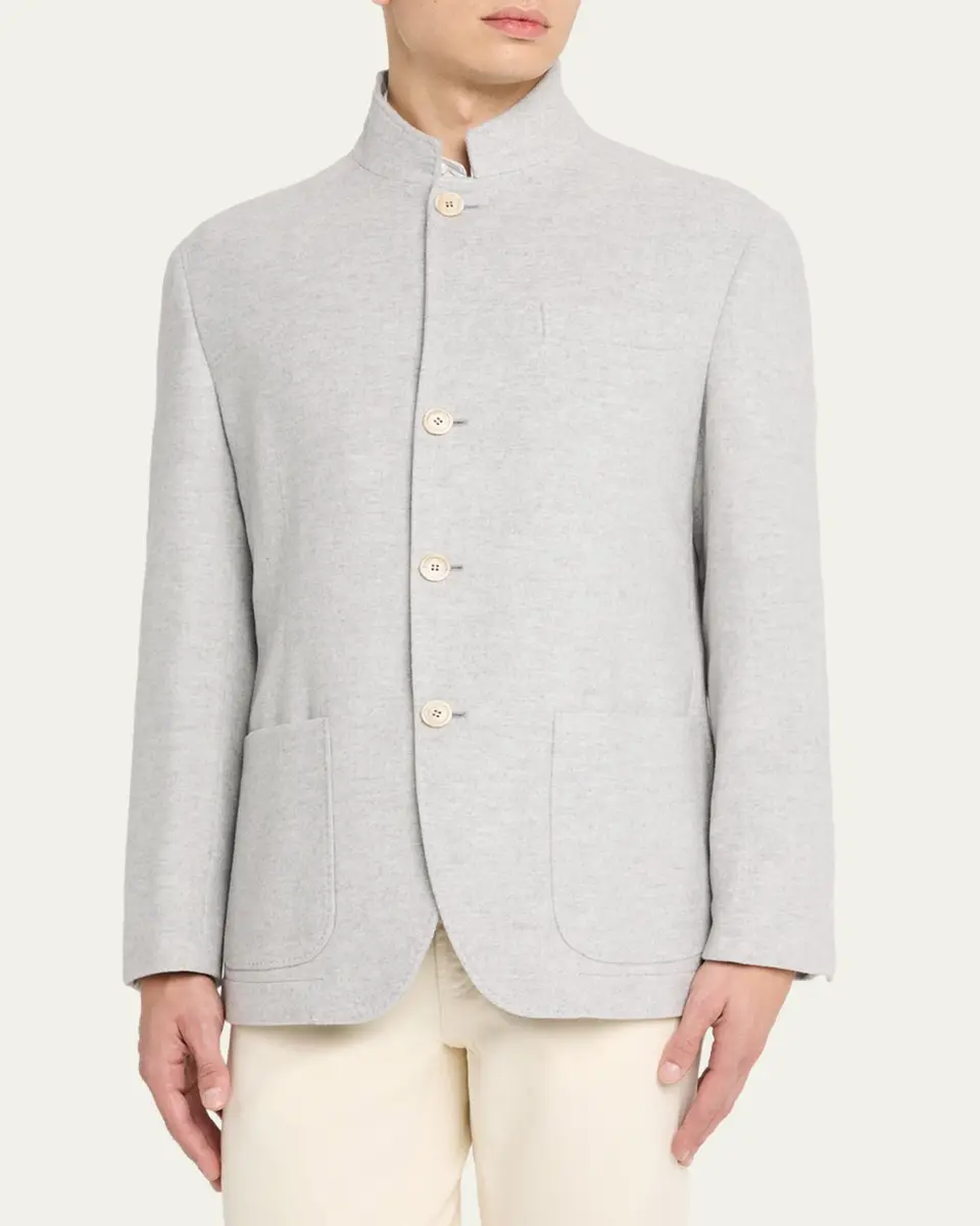 Brunello Cucinelli Men's Cashmere Blazer-Style Coat | Thumbnail 4