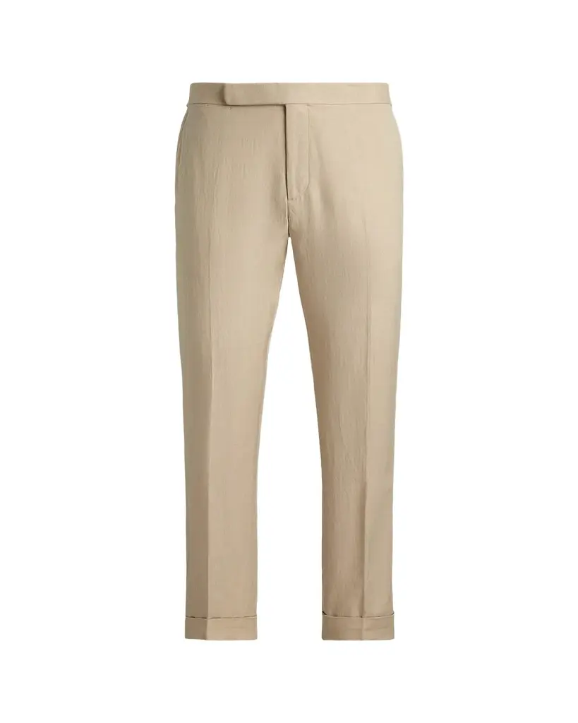 Ralph Lauren Purple Label Men's Silk and Linen Straight Leg Flat-Front Trousers | Image 1 Ralph Lauren Purple Label Men's Silk and Linen Straight Leg Flat-Front Trousers | Image 1