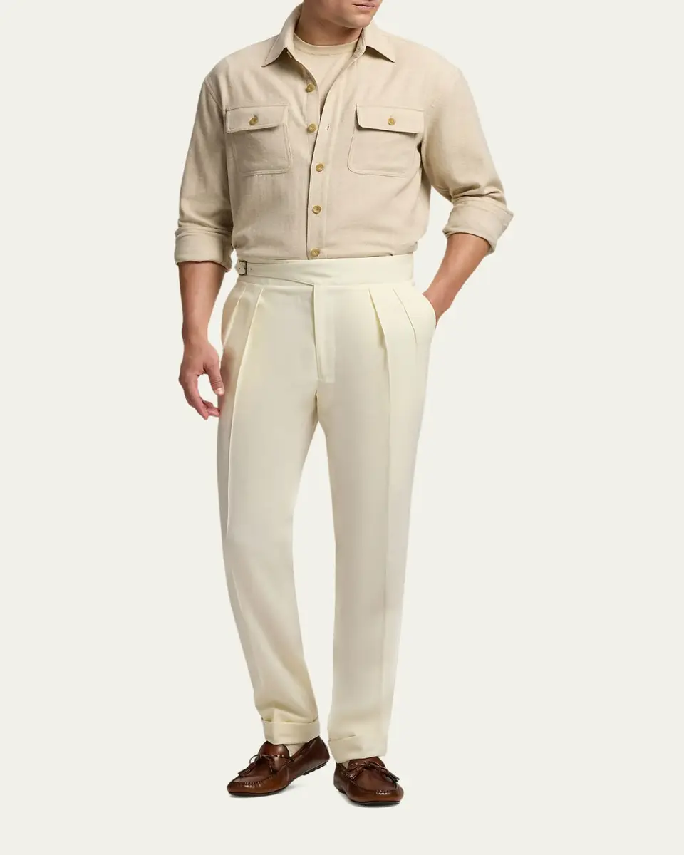 Ralph Lauren Purple Label Men's Cashmere Chevron-Woven Overshirt | Thumbnail 2 Ralph Lauren Purple Label Men's Cashmere Chevron-Woven Overshirt | Thumbnail 2