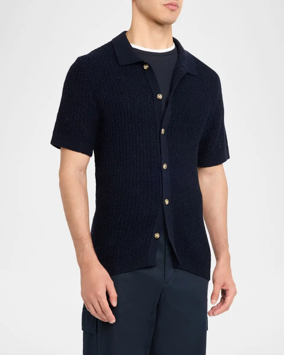 Vince Men's Crochet Button-Down Shirt | Thumbnail 4 Vince Men's Crochet Button-Down Shirt | Thumbnail 4