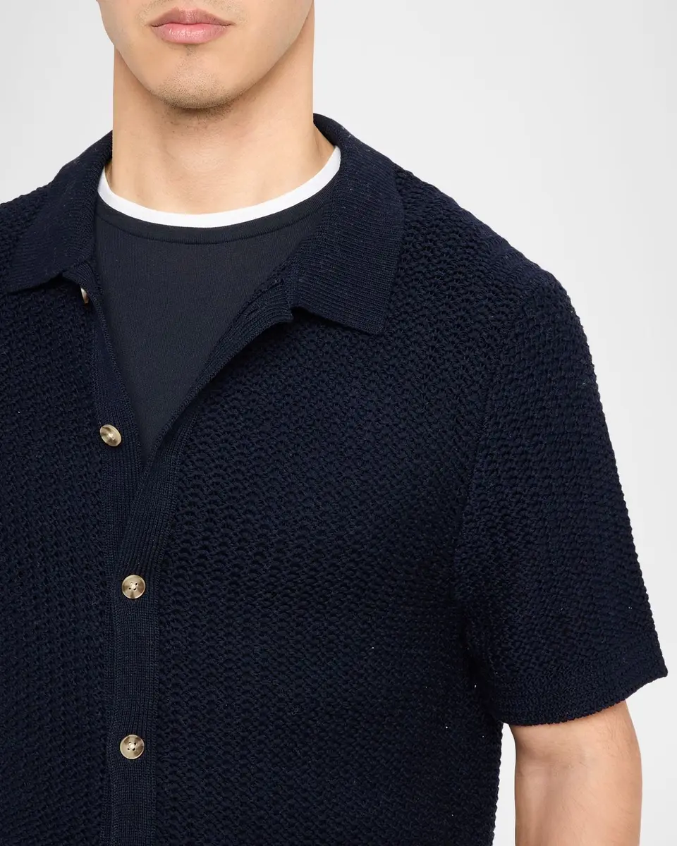 Vince Men's Crochet Button-Down Shirt | Thumbnail 5 Vince Men's Crochet Button-Down Shirt | Thumbnail 5