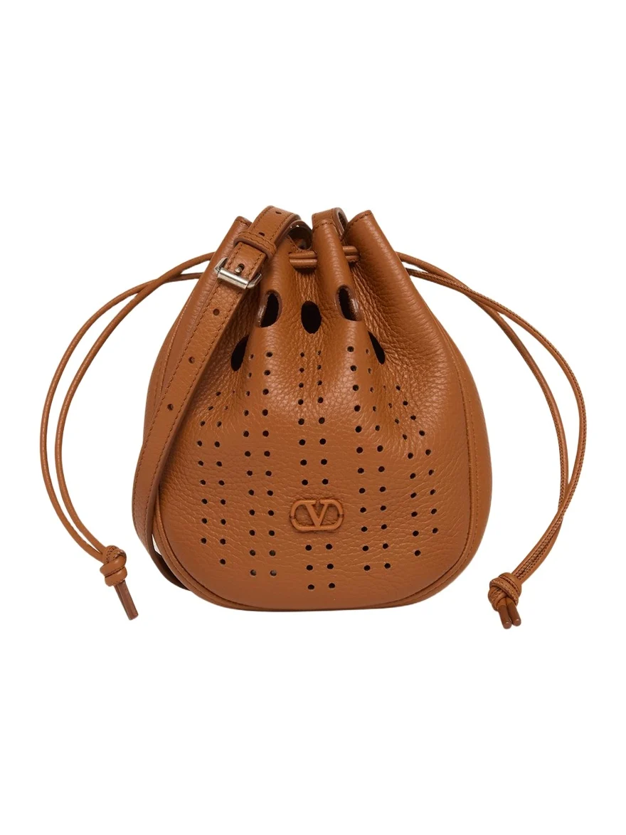 Valentino Garavani Men's Medium Drawstring Shoulder Bag in Grained Leather