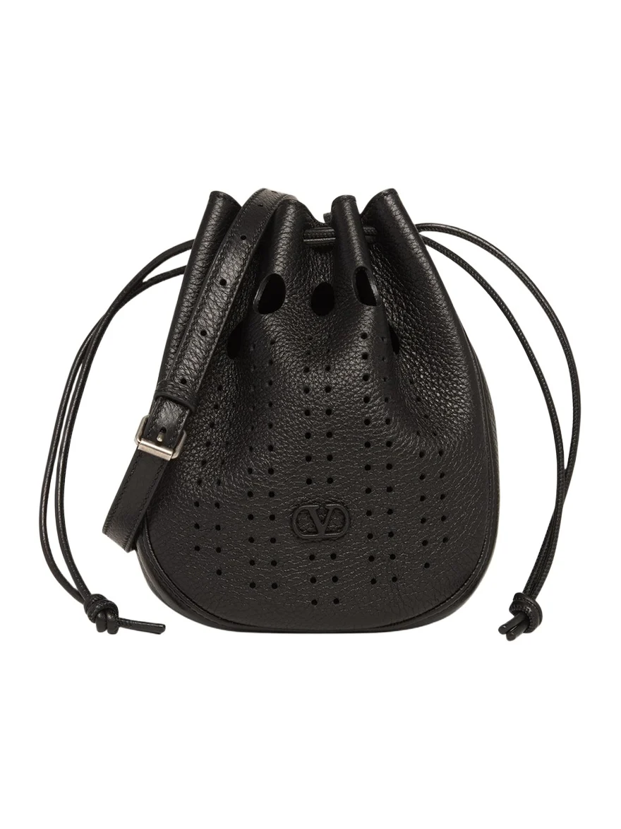 Valentino Garavani Men's Medium Drawstring Shoulder Bag in Grained Leather