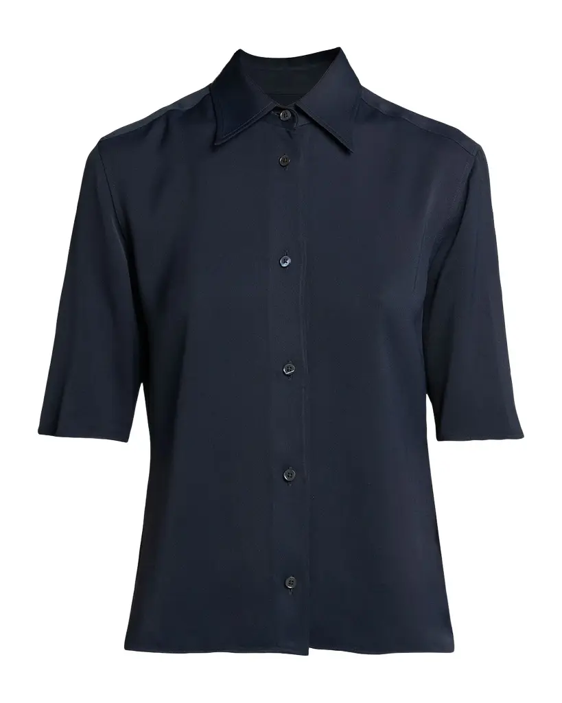 Jil Sander Short-Sleeve Viscose Button-Down Shirt | Image 1 Jil Sander Short-Sleeve Viscose Button-Down Shirt | Image 1