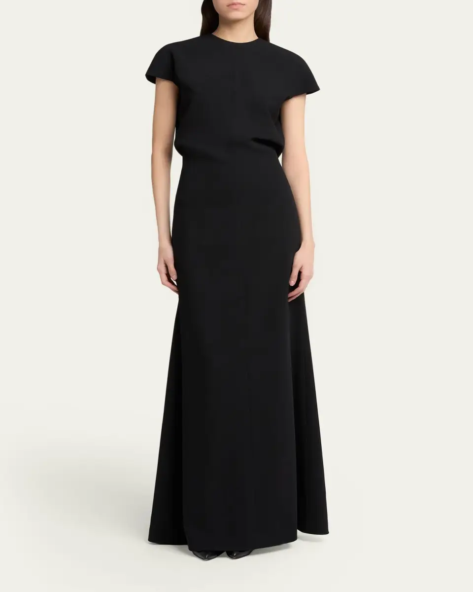 Jil Sander Open Back Short-Sleeve Long Wool Dress | Thumbnail 2 Jil Sander Open Back Short-Sleeve Long Wool Dress | Thumbnail 2