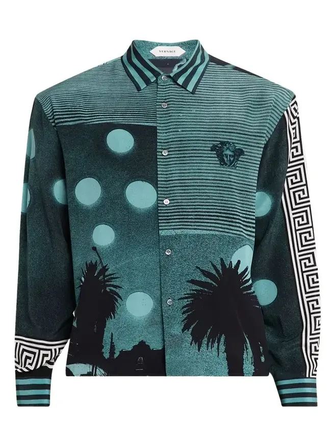 Men's Sunset Palms Silk Crepe De Chine Shirt