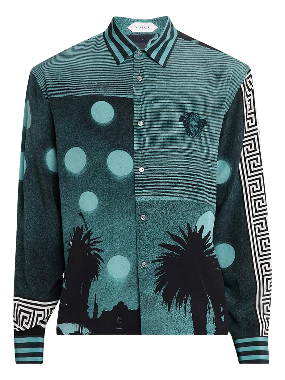 Men's Sunset Palms Silk Crepe De Chine Shirt