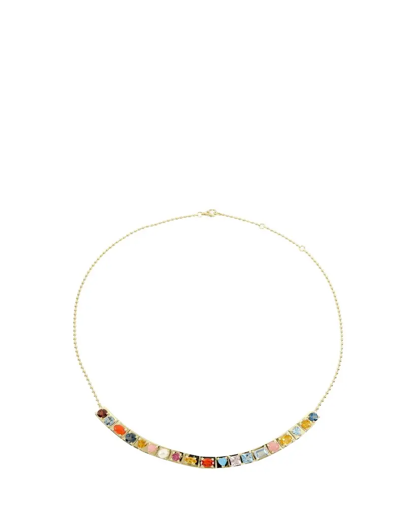 14K Yellow Gold l'Ego Multicolor Stone Necklace 14K Yellow Gold l'Ego Multicolor Stone Necklace