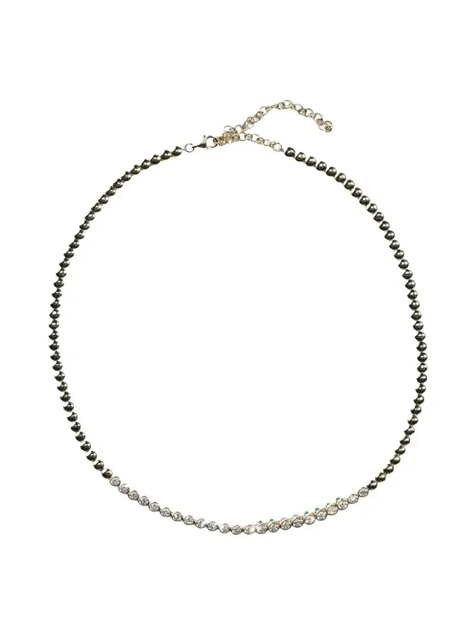 TUBBO SIDEWAY Diamond and Emerald Tennis Necklace