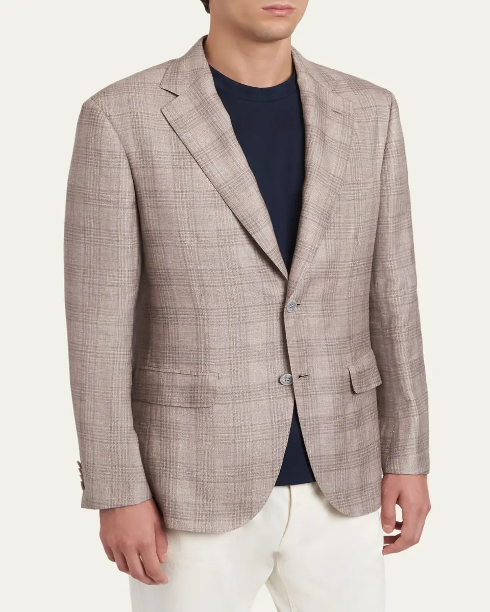 Brioni Men's Linen, Cashmere and Silk Plaid Sport Coat | Thumbnail 4